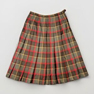 Pendleton Pleated Plaid Skirt Womens 16P Green Wool Midi Vintage USA